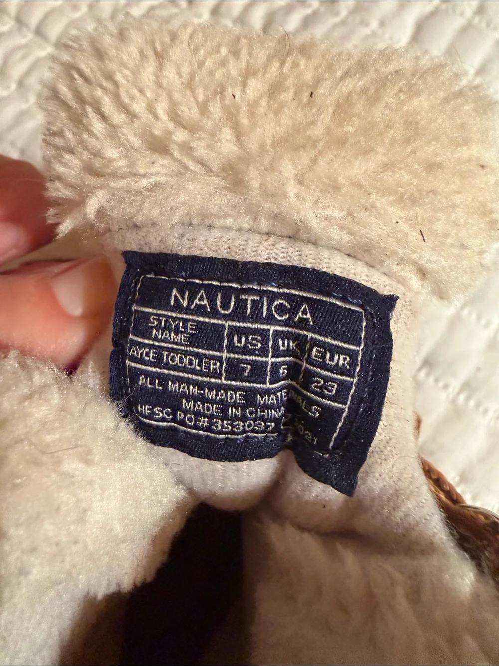 Nautica Brown and Black Kids Snow Boots with Cream Fleece Cuff